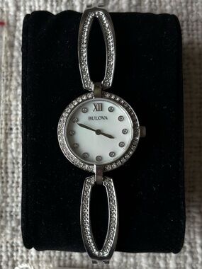 Bulova mother of pearl crystal watch